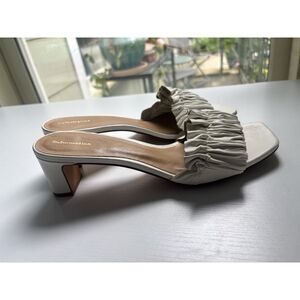 Reformation Shereen Ruched Leather Block Heel Mule Ivory Color Size 10